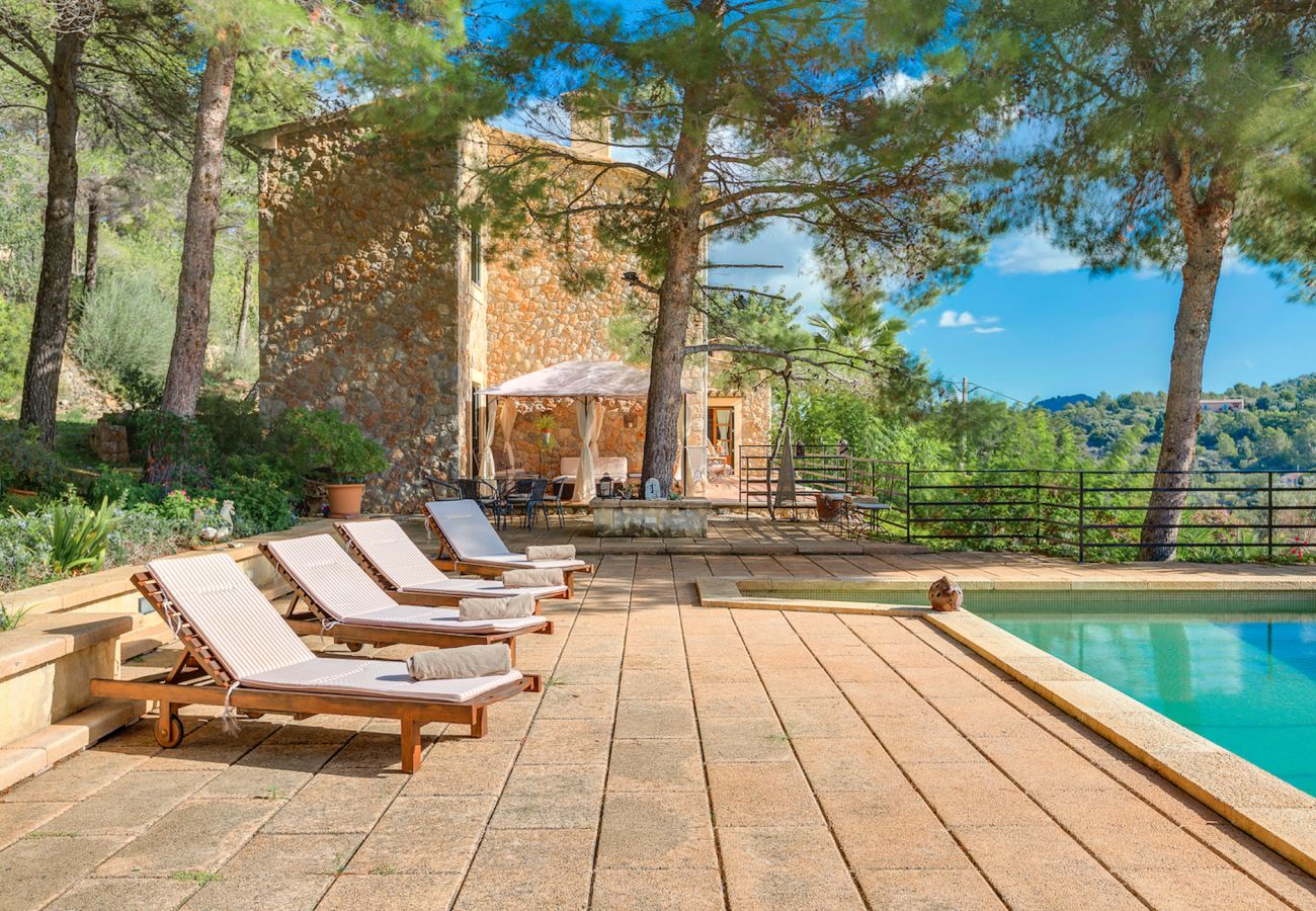 tumbona piscina pinos hermosa villa Alaró