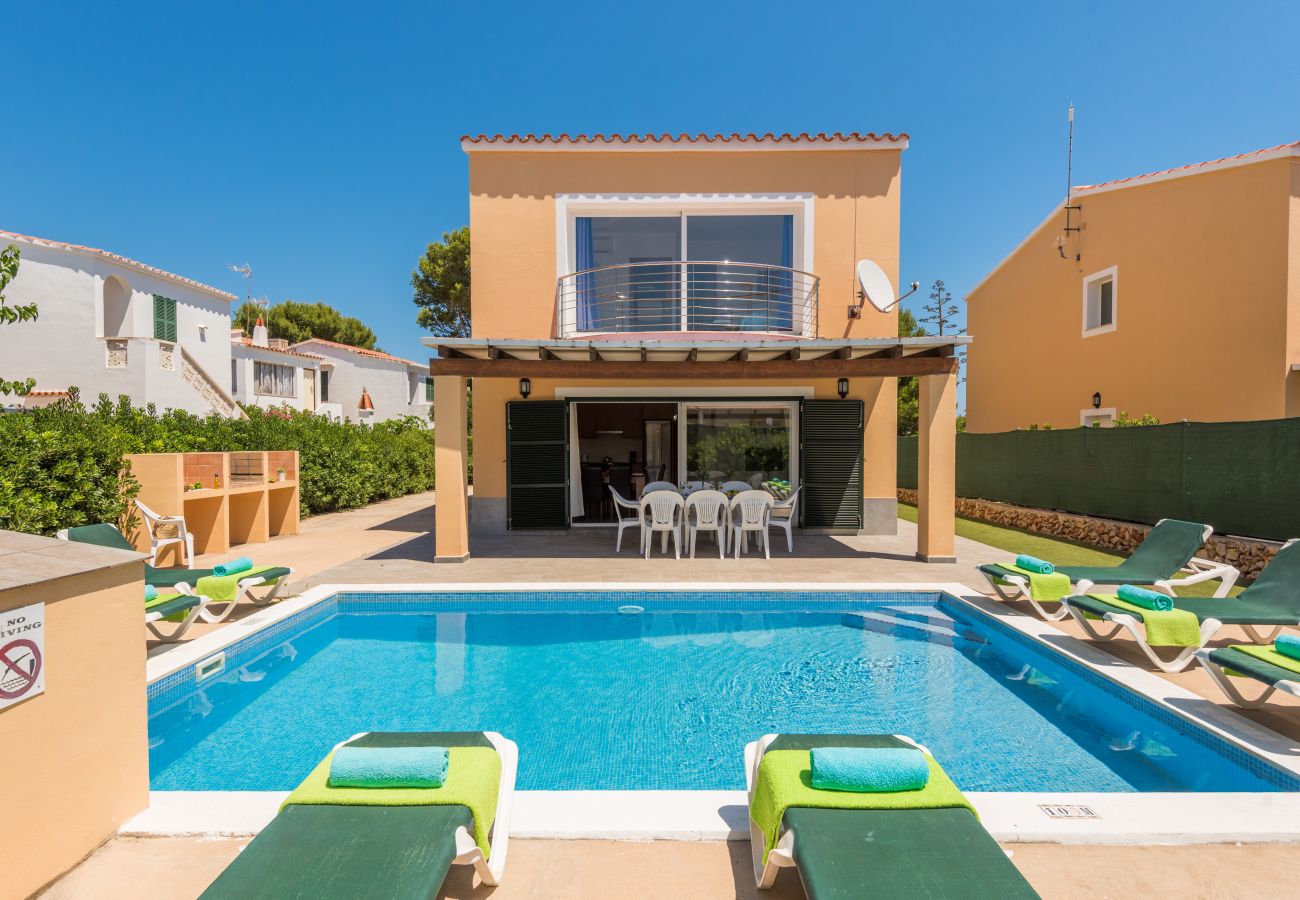 views of the swimming pool of the villa Garbo in Menorca