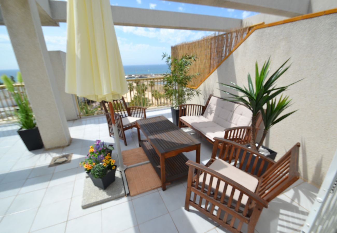 Appartement à Salou - Atico Miramar:Terrasse 130m2 vue mer et Port Salou-Climatisation Wifi Garage Linge inclus
